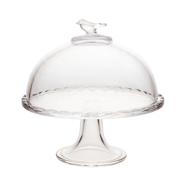 Prato com Pé e Tampa Bird 19cm x 19cm x 19cm Cristal Ecológico – Wolff