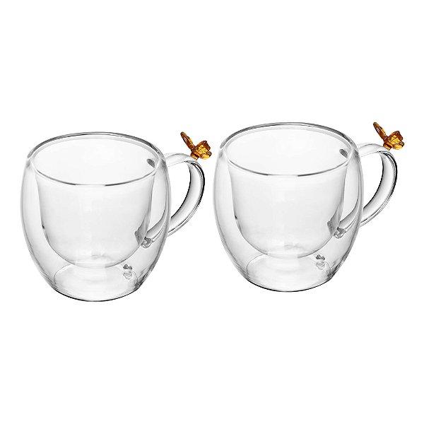 Conjunto 2 Xícaras de Café Sun Garden 80ml Vidro Borossilicato - Wolff