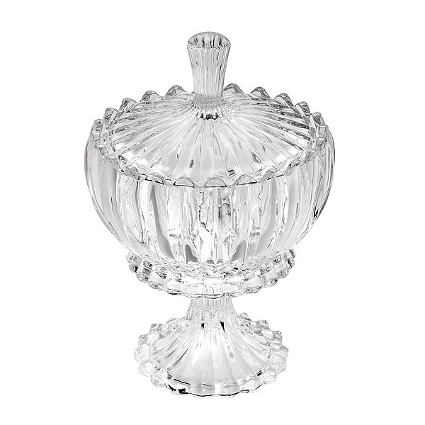 Potiche Decorativo de Cristal com Pé e Tampa Geneva 11cm x 18cm - Wolff