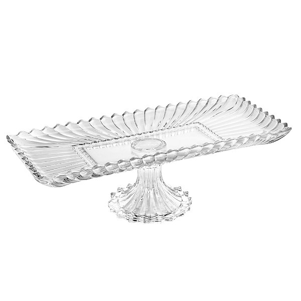 Travessa de Cristal com Pé Retangular Geneva 30cm x 16,5cm x 12cm - Wolff
