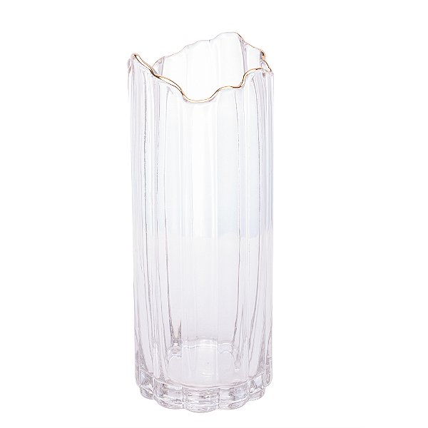 Vaso de Vidro com Borda Dourada 10cm x 25cm - Wolff