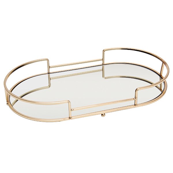 Bandeja Decorativa de Metal Dourada 32cm x 18cm x 5cm - Wolff