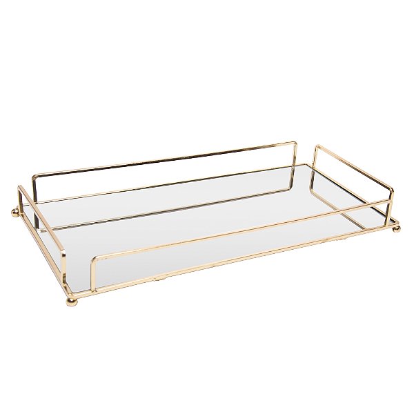 Bandeja Decorativa de Metal Dourada 36cm x 20cm x 5cm - Wolff