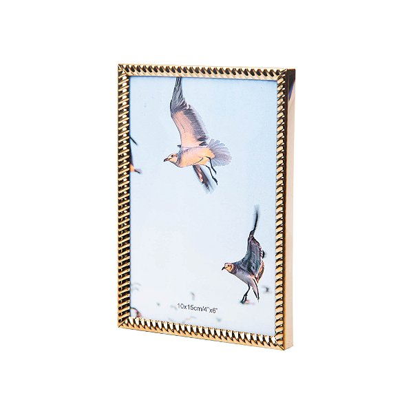 Porta-Retrato de Aço Inox Spiral Dourado 10cm x 15cm - Wolff