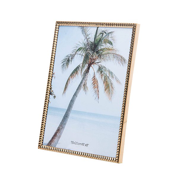 Porta-Retrato de Aço Inox Spiral Dourado 15cm x 20cm - Wolff