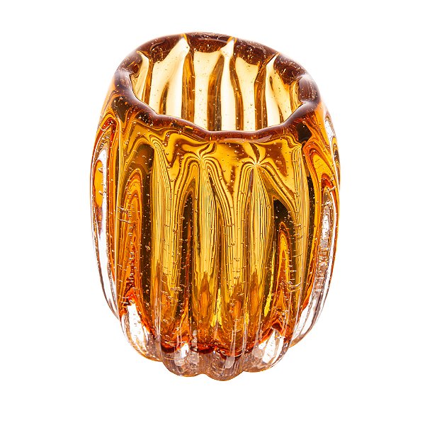 Vaso de Vidro Italy Âmbar 11cm x 10cm x 13cm - Wolff