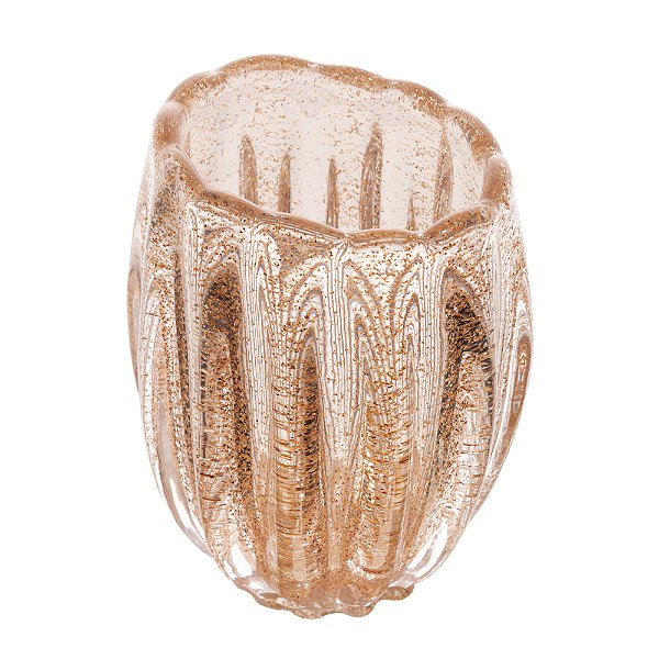 Vaso de Vidro Italy Dourado 11cm x 10cm x 13cm - Wolff