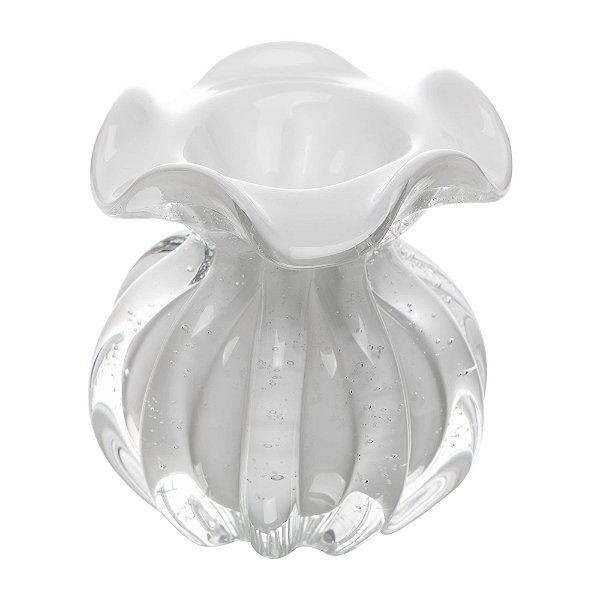 Vaso Italy 10cm x 11cm Branco Leitoso Vidro - Wolff