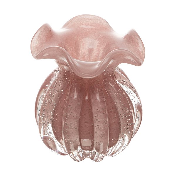 Vaso Italy 10cm x 11cm Rosa Leitoso Vidro - Wolff