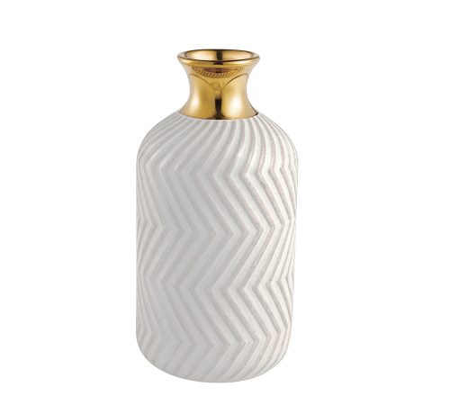 Vaso Decorativo Cerâmica Bege Dourado 14cm - Mart