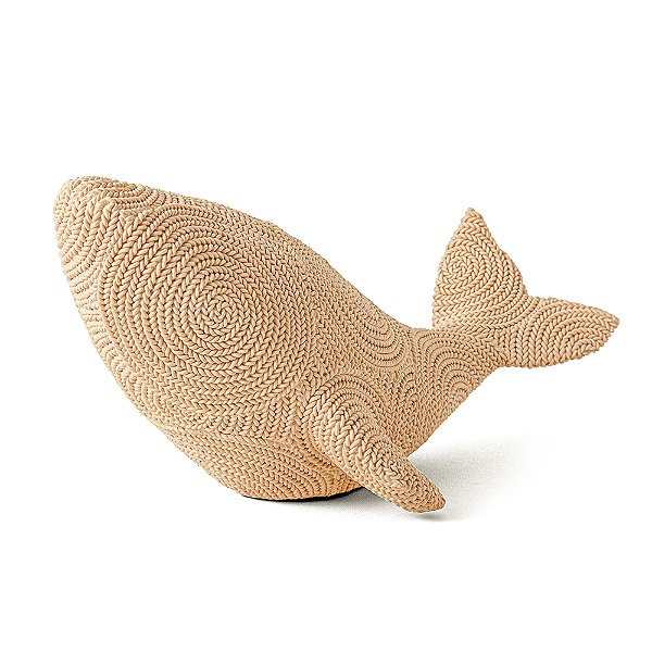 Escultura Baleia em Poliresina Bege 17cm - Mart
