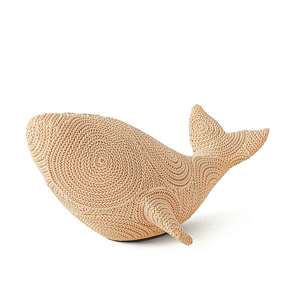 Escultura Baleia em Poliresina Bege 11cm - Mart