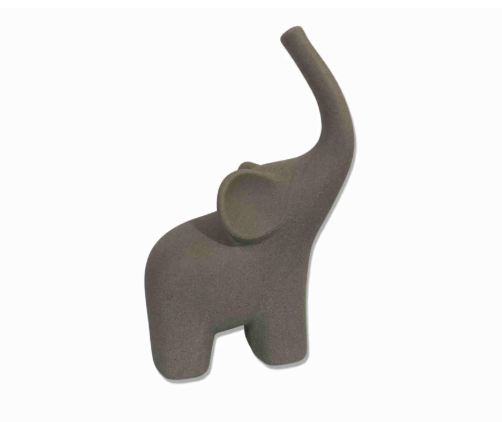 Escultura Elefante Cinza em Cerâmica 28cm - Mart