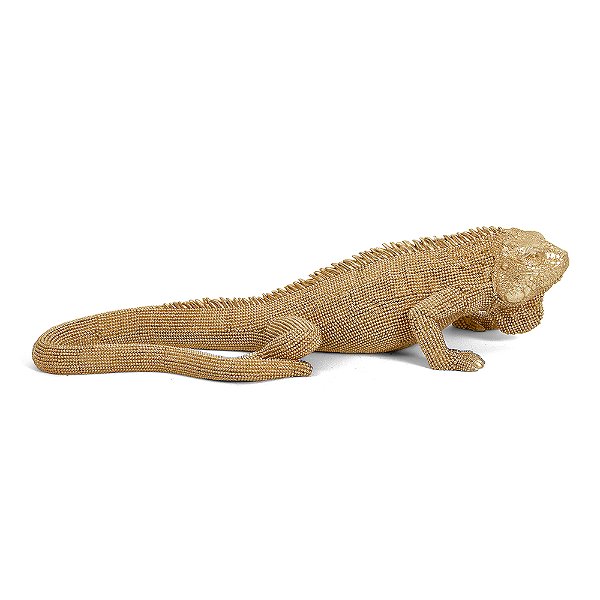 Escultura Iguana Dourada em Poliresina 37cm - Mart