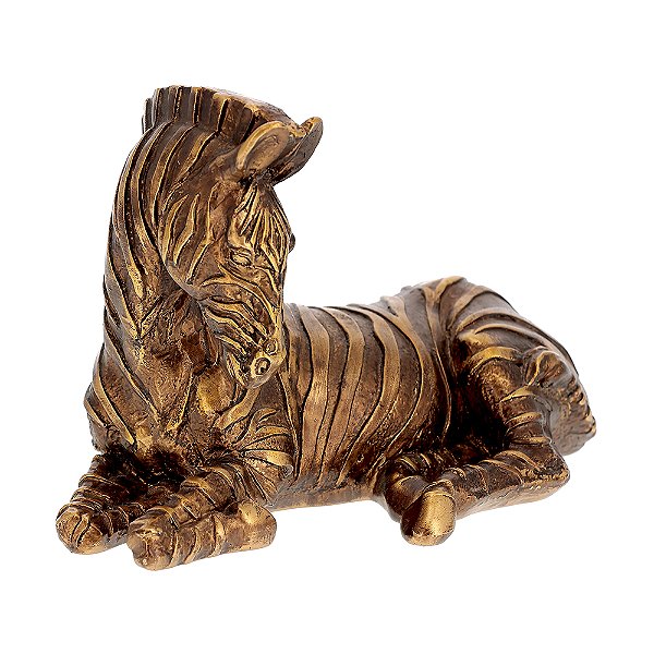 Escultura Zebra em Poliresina Dourada 19cm - Mart
