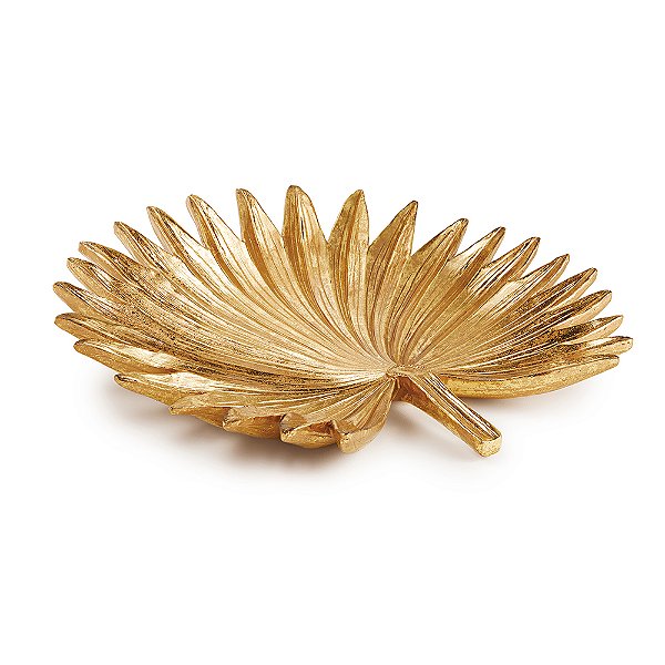 Centro de Mesa Folha Dourado em Poliresina 36cm - Mart