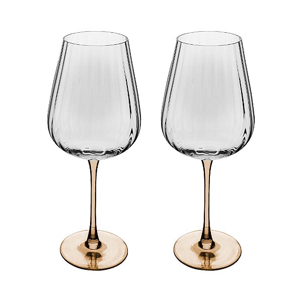 Conjunto 2 Taças de Vinho com Haste Âmbar Classic 560ml - Wolff