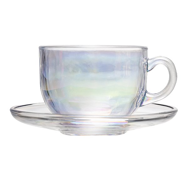 Conjunto 6 Xícaras de Chá Vidro Rainbow 150ml - Lyor