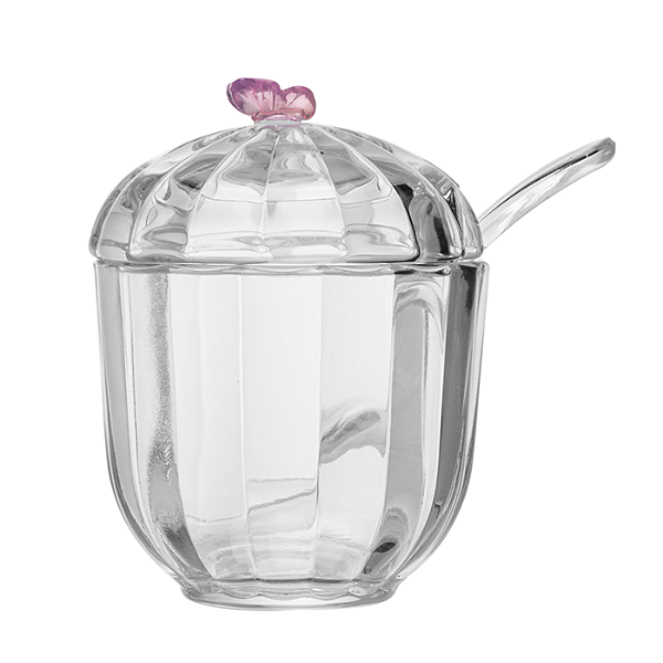 Açucareiro Fairy Butterfly Rosa Cristal 8x9,5cm - Lyor