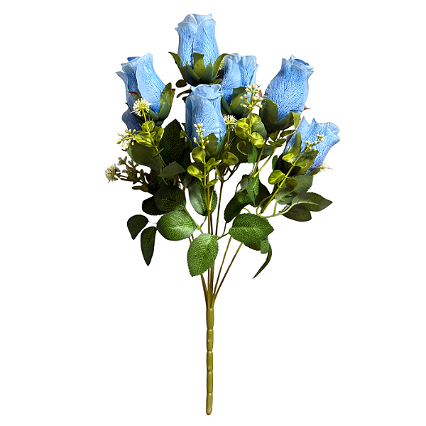 Buquê Rosas Azuis Botões X7 - BMQ