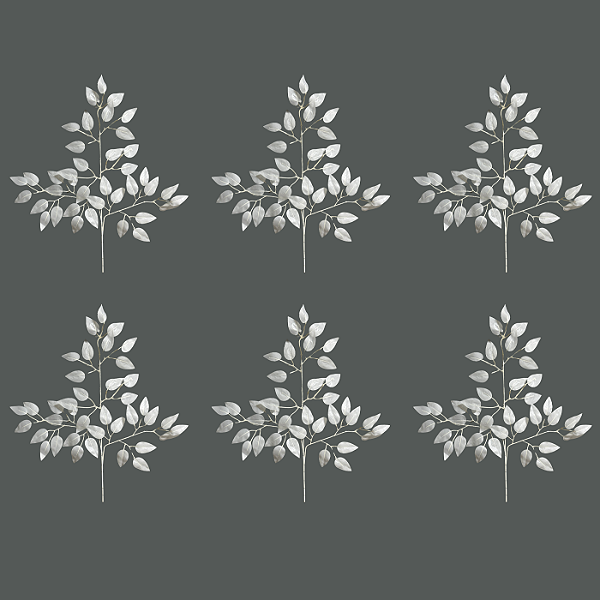 Conjunto 6 Hastes Folha de Ficus Branca - BMQ