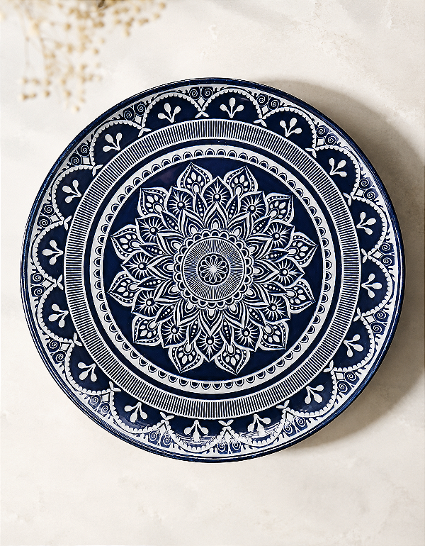Prato Raso Oxford Flat Málaga 26cm Cerâmica Decorada