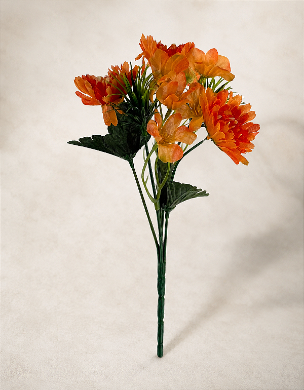 Buquê Floral Mini Margarida X5 Laranja Para Vaso E Arranjos