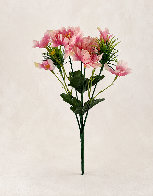 Buquê Floral Mini Margarida X5 Rosa Para Vaso E Arranjos