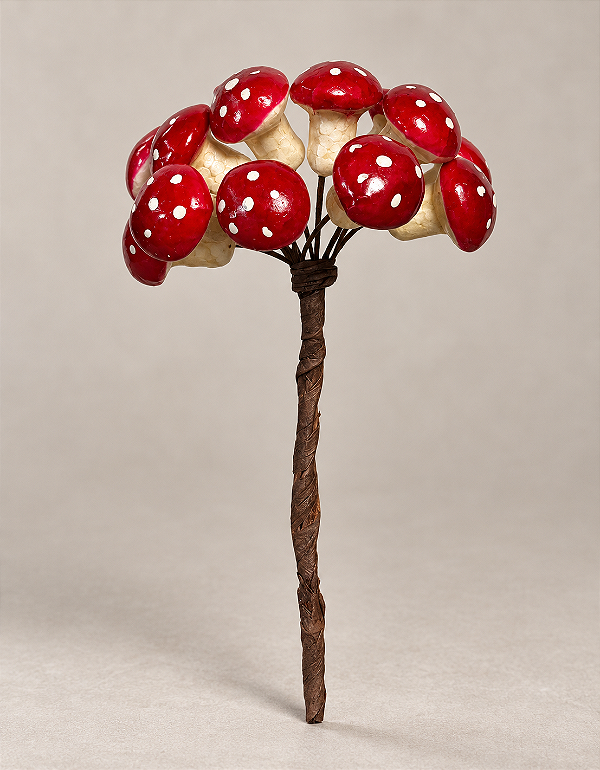 Pick de Cogumelos 13cm Vermelho para Árvore de Natal