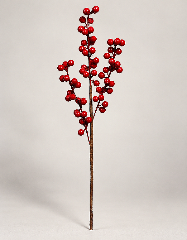 Haste Berry Vermelha 38cm Para Árvore de Natal e Guirlanda