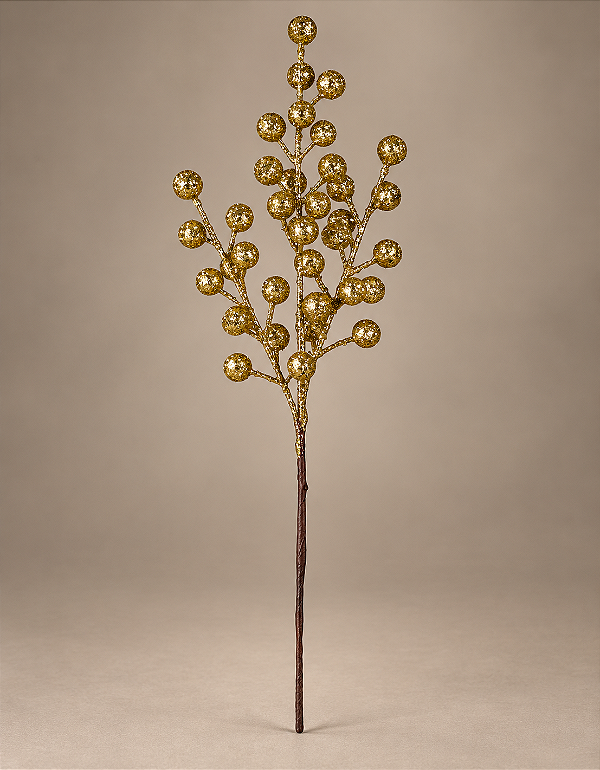 Pick Berry Dourado Com Glitter 35cm Enfeite Natalino