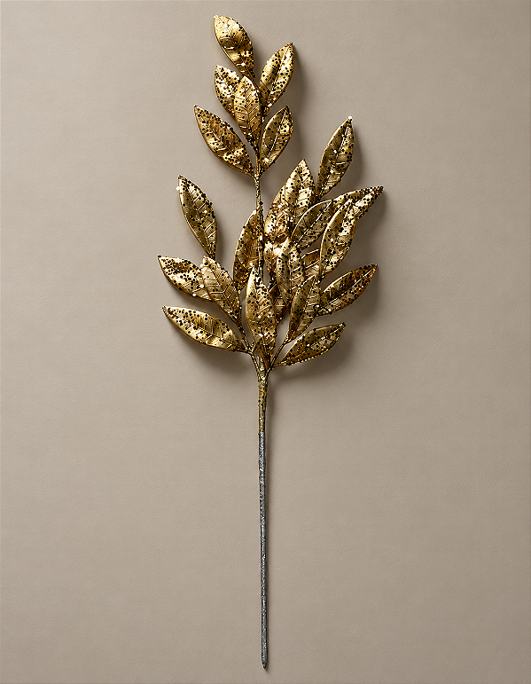 Haste Eucalipto Dourado 47cm Enfeite Natalino Artificial