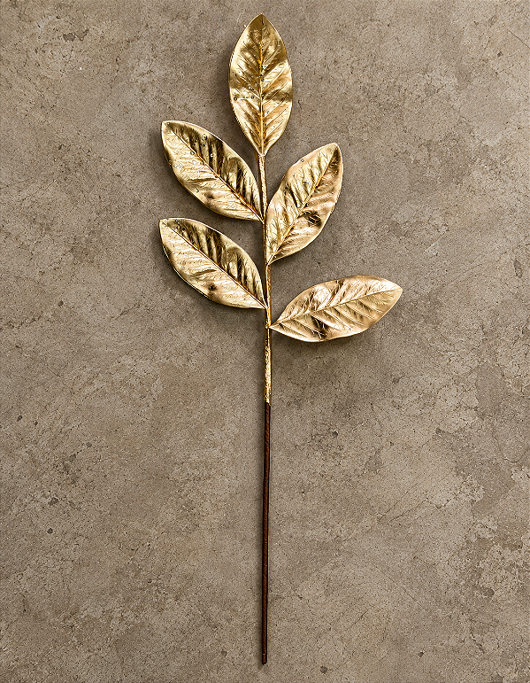 Haste Magnólia Dourada 60cm Folhagem Artificial Natalina