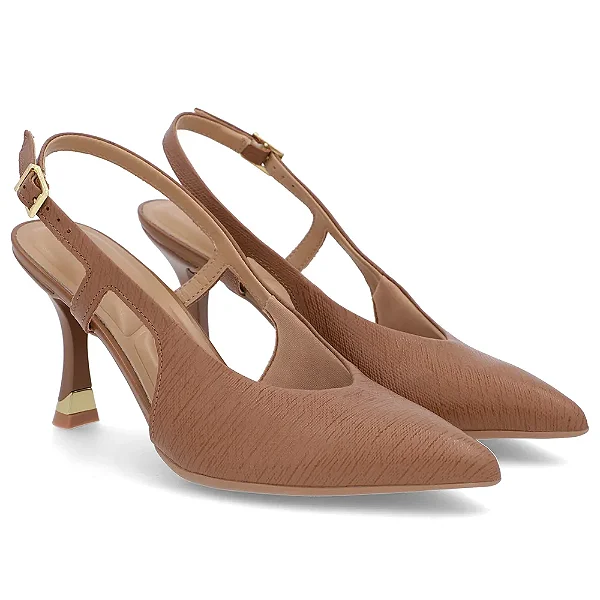 USAFLEX AN16004004 SLINGBACK EM COURO CARAMELO