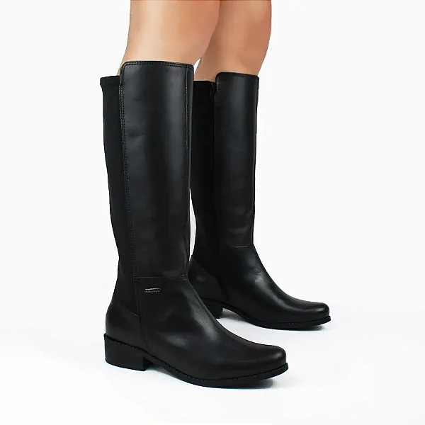 BOTTERO 345801 BOTA CANO LONGO COURO ATANADO NAPOLI/TECIDO LYCRA PTO/PTO