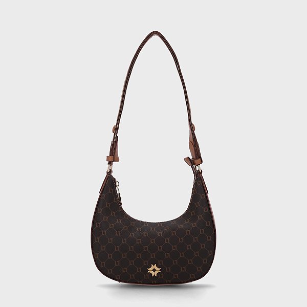LUZ DA LUA 2000625 BOLSA HOBO PEQUENA MONOGRAMA MOCCA