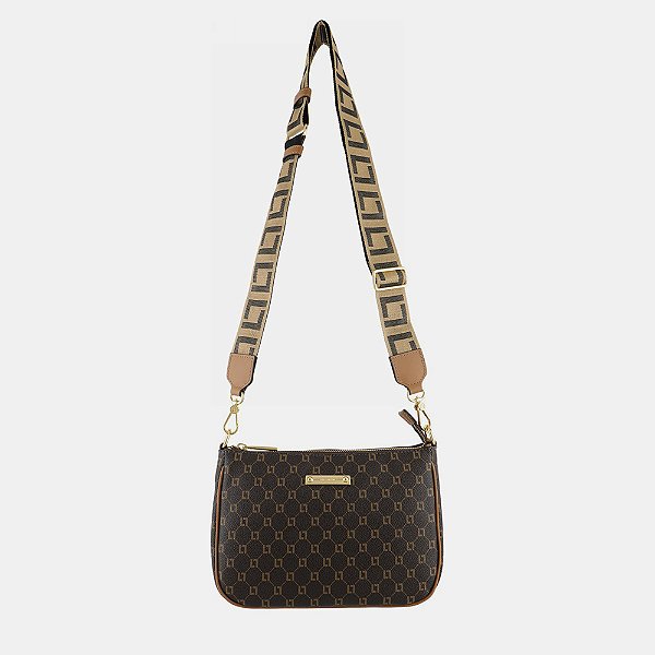LUZ DA LUA MC-6418 BOLSA MONOGRAMA TIRACOLO MÉDIA MOCCA