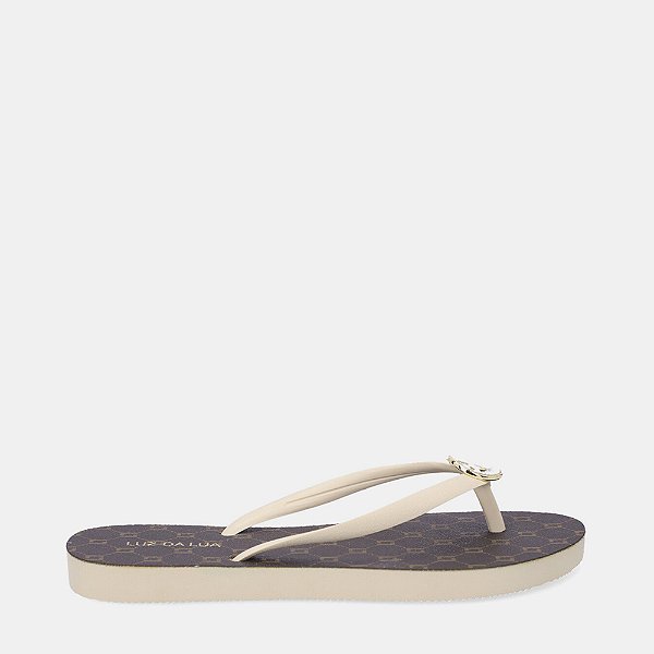 LUZ DA LUA 60580001 CHINELO MONOGRAMA MARFIM