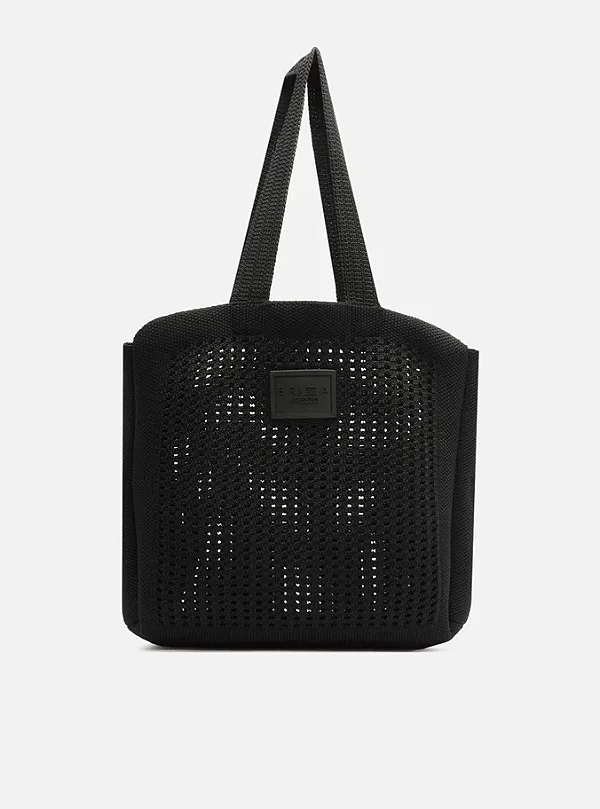 AREZZO BRIZZA Z195230001 BOLSA SHOPPING PRETA CROCHE MONACO