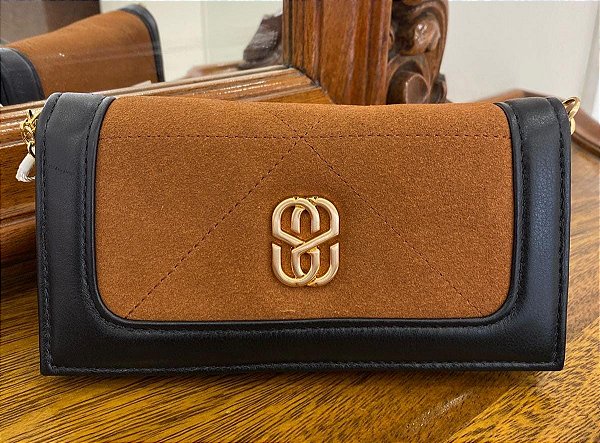 SCHUTZ S500183089 BOLSA COURO BROWNIE/BLACK