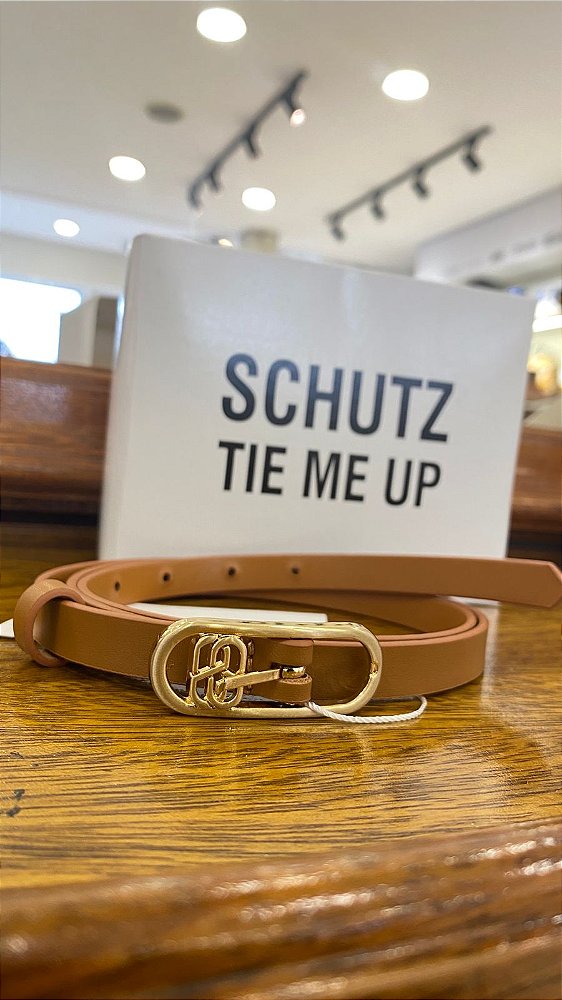SCHUTZ S430020001 CINTO FINO COURO CARAMELO