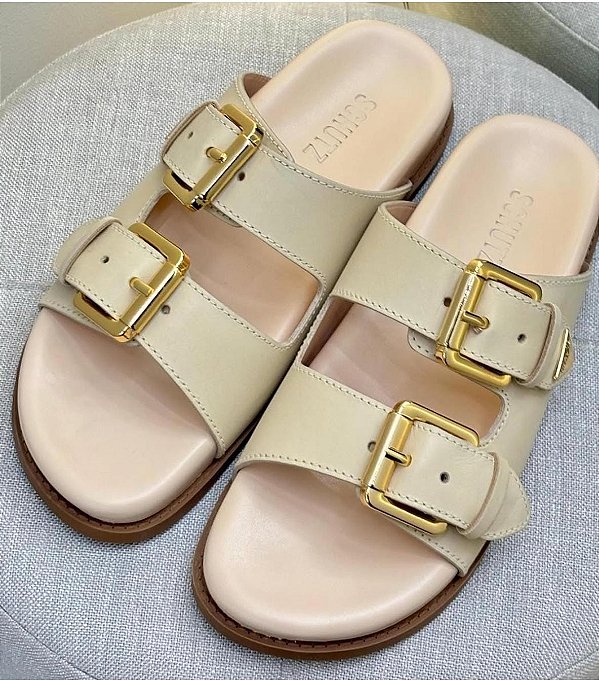 SCHUTZ S215640508 PAPETE BRANCO/DOURADO