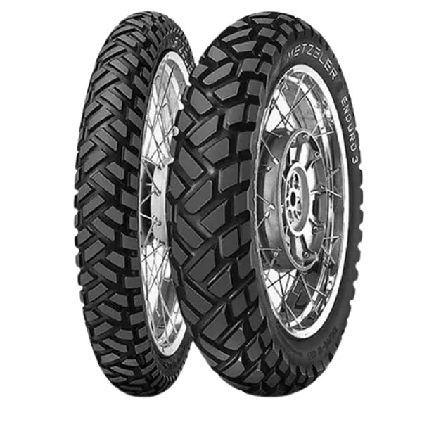 Par Pneu 90/90-21 + 130/80-17 Enduro 3 Metzeler Com Câmara