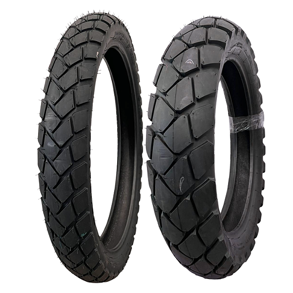 Par Pneu 90/90-21 + 130/80-17 Tourance Metzeler Com Câmara