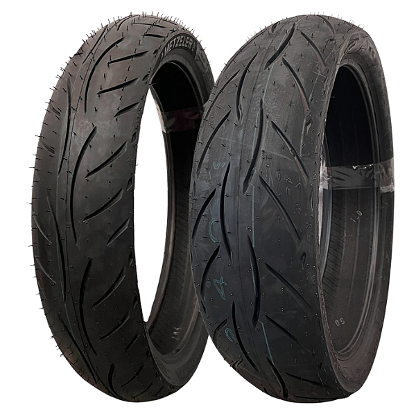 Par Pneu 100/80R17 + 140/70R17 Sportec M5 Metzeler Sem Câmara