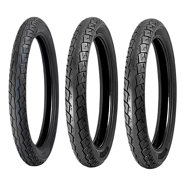 Combo 3 Pneus - 1 Pneu 80/100-18 + 2 Pneus 90/90-18 Levorin Matrix Sem Câmara