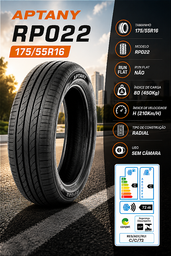 Pneu Carro 175/55R16 RP022 TL 80H Aptany