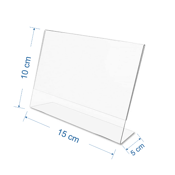 DISPLAY PORTA FOLHA A6 "L" (HORIZONTAL) 15 CM X 10 CM - ACRÍLICO 2 MM