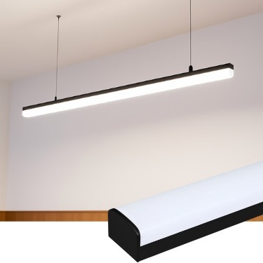 CTB LUMINARIA LED PENDENTE LINEAR COM CABO 72W, MULTICOR(3000K,4000K,6500K), 7560lm, IP20, IRC>80, 1200x60x45mm, PRETO