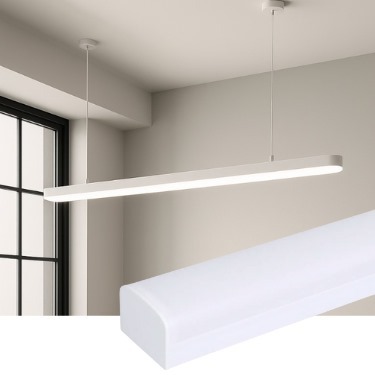 CTB LUMINARIA LED PENDENTE LINEAR COM CABO 72W, MULTICOR(3000K,4000K,6500K), 7560lm, IP20, IRC>80, 1200x60x45mm, BRANCO